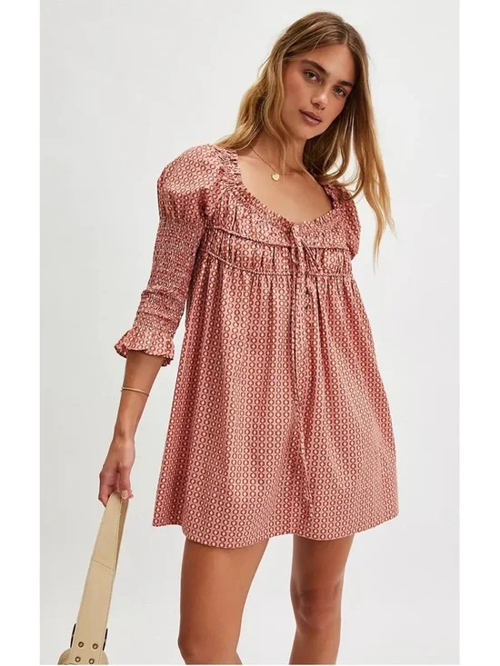 Free People Star Dip Cotton Mini Dress Sz Medium - Picture 2 of 13